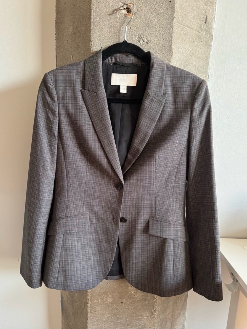 Hugo Boss Gray Plaid Women’s Blazer - Classic Tailored Fit